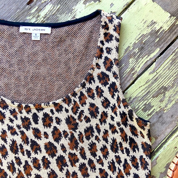 St John Leopard Santana Knit Tank Small - Picture 3 of 5